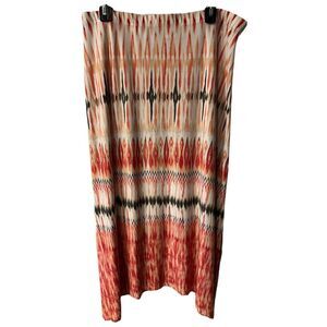 Chicos Skirt Womens 2 US Sz Large Subtle Sharkbite Maxi boho Aztec Ikat Slinky